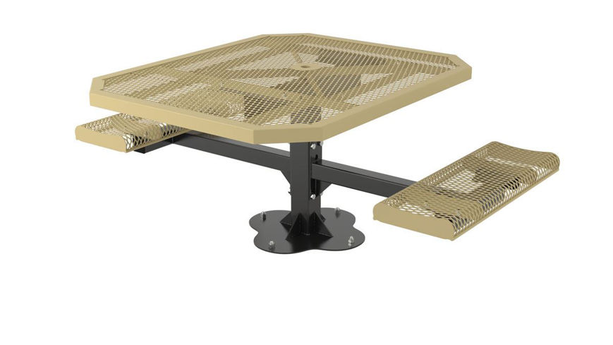 Picture of 46 in. Octagon Roll Ped Table - 2 Seats Surface Mount ADA 