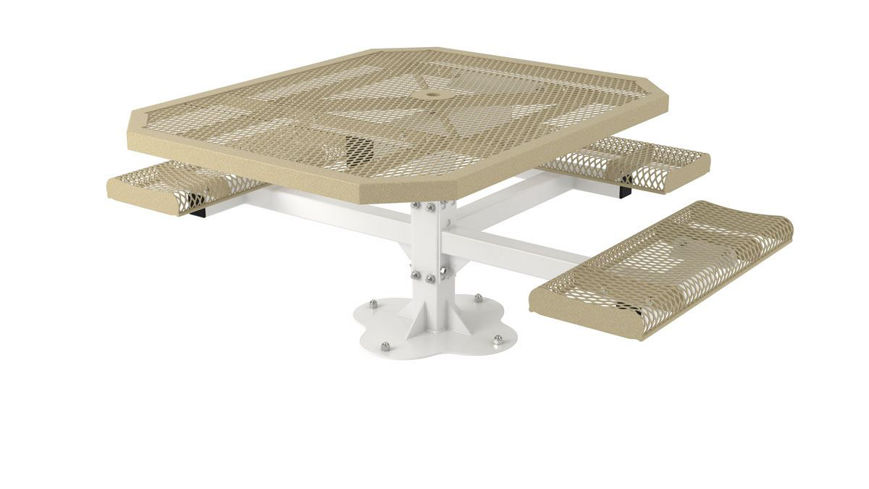 Picture of 46 in. Octagon Roll Ped Table - 3 Seats Surface Mount ADA