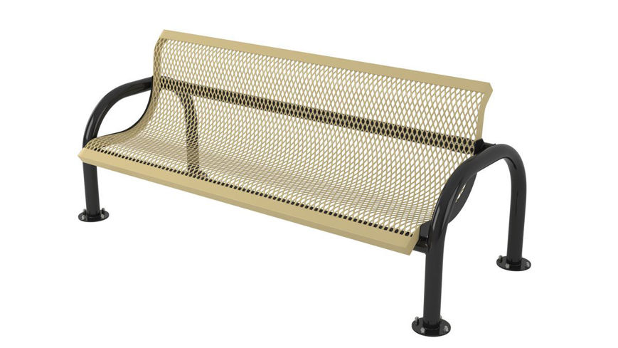 Picture of 6ft. Modern Style Bench with Back Surface Mount with Surface Mount Covers 