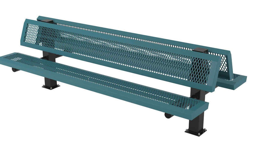 Picture of 8 ft. Doubled Infinity 4 in. Square Legs Surface Mount Bench w/ Back 