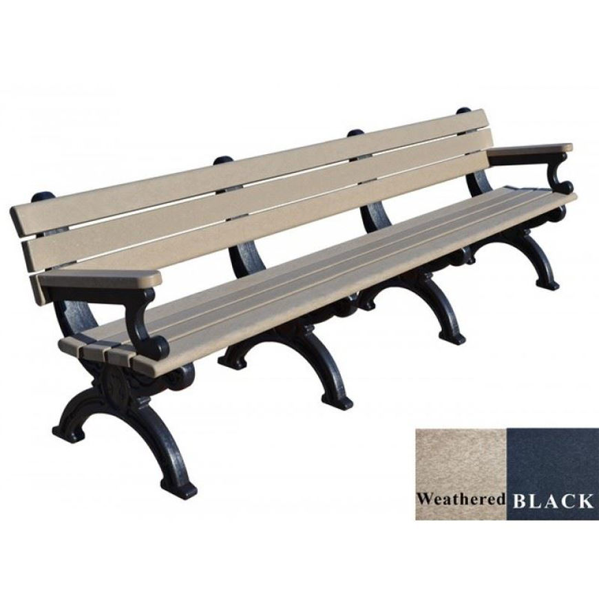 Picture of Silhouette 8' Backed Plastic Bench with arms